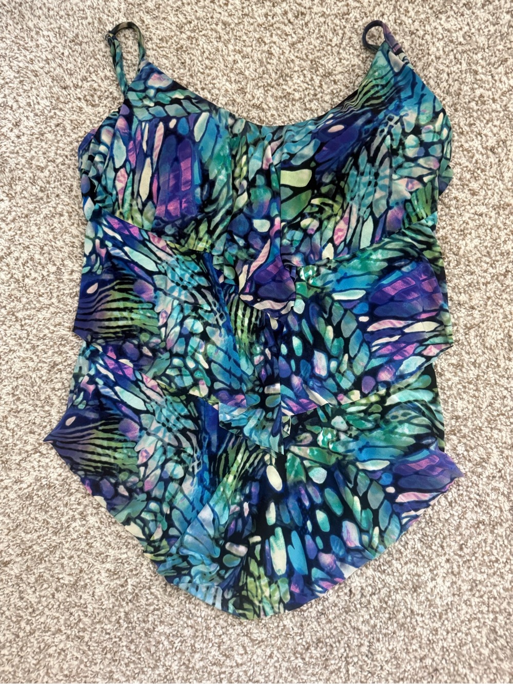 Magicsuit Blue Green Purple Printed Swim Top